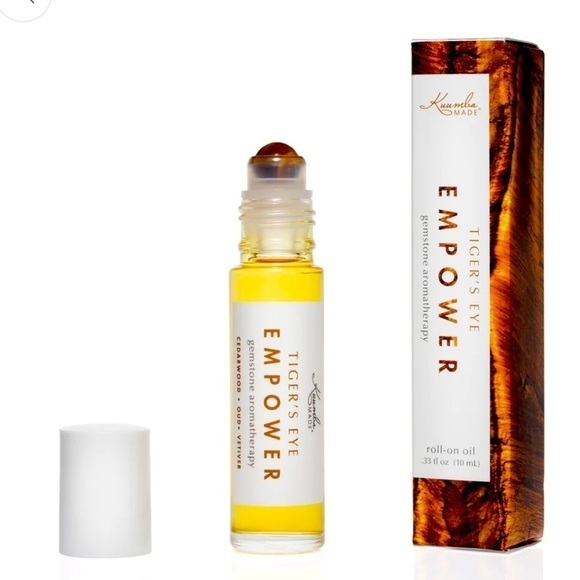 🆕 Tiger’s Eye Empower Gemstone Therapy Roller Ball Cedarwood Vetiver OUD - Picture 1 of 9